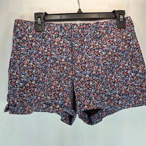 Gap Floral Chino Shorts Womens Sz 6 Navy Blue Orange Ditsy Print Summer Casual